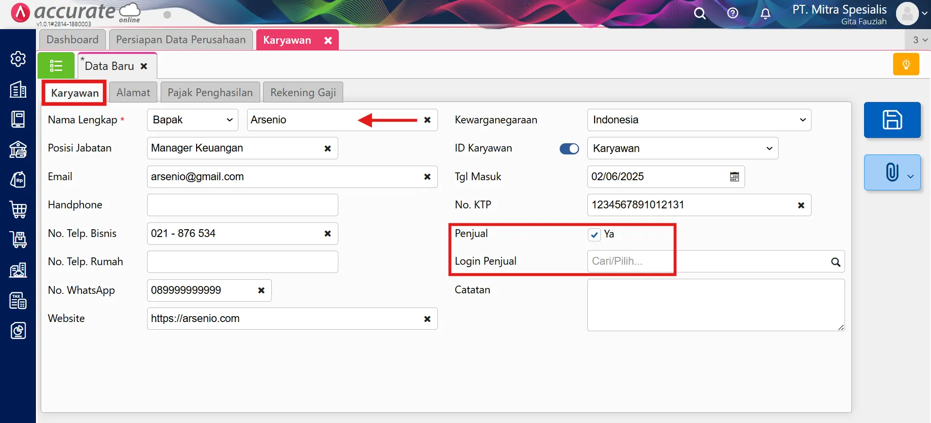2 cara menambahkan data karyawan